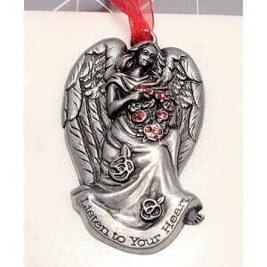 Gloria Duchin Pewter Angel Ornament Listen To Your Heart